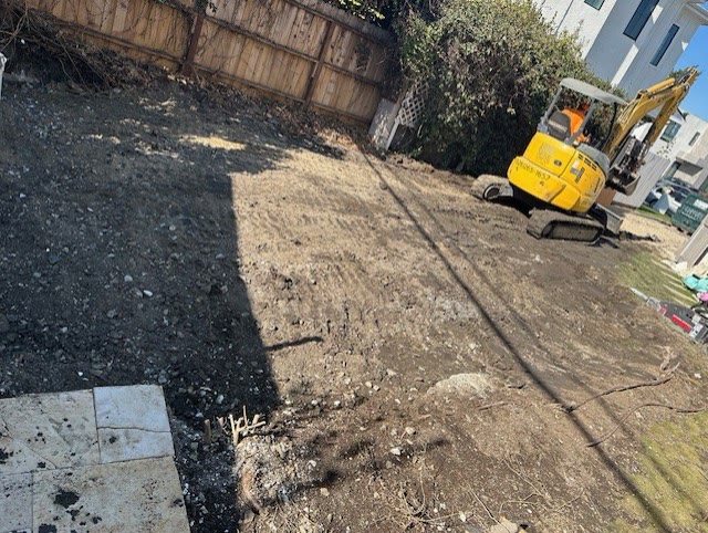 Graded pad after garage demolition and slab removal in Venice, CA